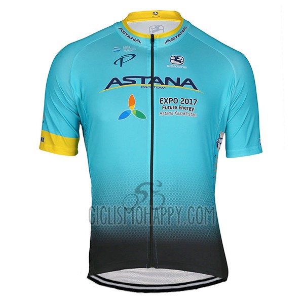 Astana Cycling Jersey Bib Short 2017 Short Sleeve Light Blue
